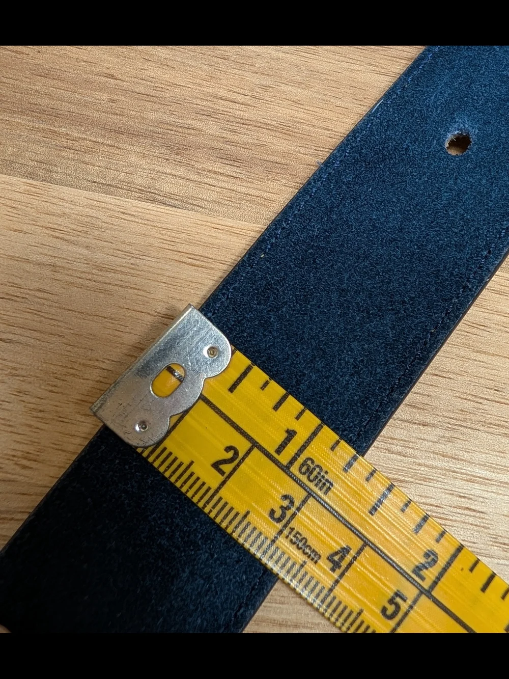 Suede Leather Belt Silver Tone Cole Haan Navy Blue  Buckle Classic 51
